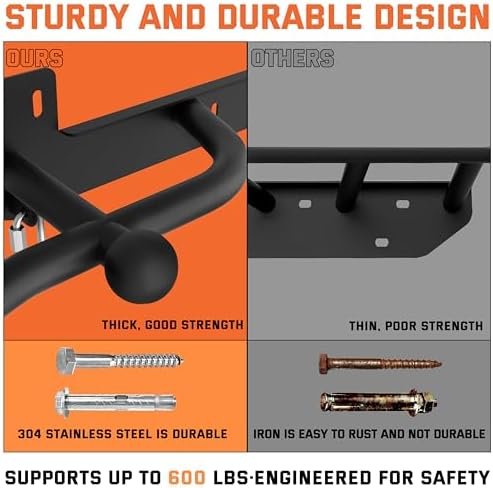 Wall Mounted Pull Up Bar - Heavy Duty Chin Up Bar, Strength Training, Outdoor Pull-Up Bar for Garage, Joist, Wall Mount - Multifunctional Fitness Bar,Supports up to 600 Lbs - Image 4