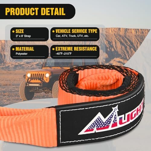 Nilight Offroad Recovery Kit 3" x 8' Tow Strap with Winch Snatch Block Pulley and 2Pcs 3/4" Anti-Theft D-Ring Shackles Storage Bag Heavy Duty Tow Rope for Car Truck SUV ATV (MBS 31500LBS) - Image 2