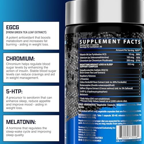 Nutrex Lipo 6 Nighttime Fat Burner | Melatonin Sleep Aid & Weight Loss Diet Pills for Men and Women | Night Time Metabolism Booster Appetite Suppressant | 30 Servings (1) - Image 5