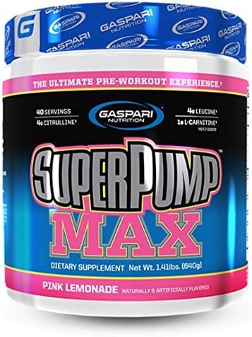Gaspari Nutrition SuperPump MAX , The Ultimate Pre Workout Powder, Sustained Energy Preworkout, Nitric Oxide Booster, Muscle Growth, Recovery & Replenishes Electrolytes (40 Serving, Pink Lemonade)