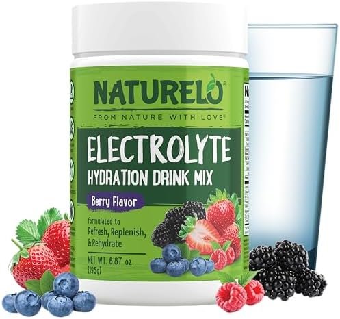 NATURELO Electrolyte Powder, Hydration and Mineral Drink Mix, Sugar Free & Non-GMO Berry Flavor 50 Servings
