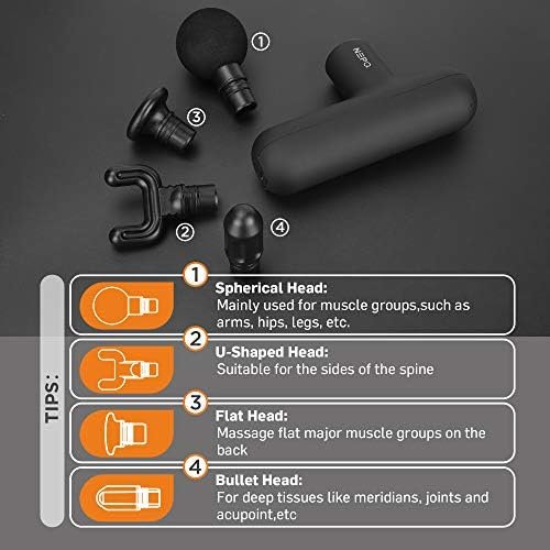 Mini Massage Gun, Powerful Fascial Gun Portable Deep Tissue Percussion Muscle Back Head Massager for Pain Relief with 4 Massage Heads High-Intensity Vibration Rechargeable Small Massage Gun - Image 7