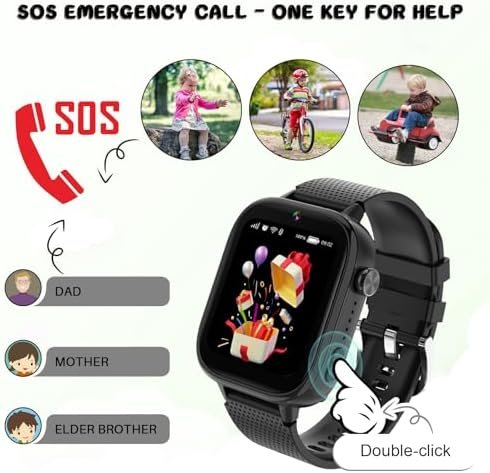OKYUK 4G Smartwatch, Kids Watch for Kids with SIM Card, 47 Exciting Games, Two-Way Calling Feature, SOS Emergency Call Button Ideal for Kids Aged 3-12, Children’s Cell Phone Alternative (Black) - Image 3