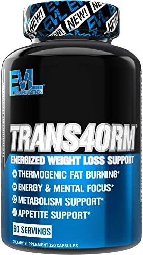 EVL Thermogenic Fat Burner Support – Fast Acting Weight Loss Energy and Appetite Support – Trans4orm Green Tea Supplement for Men and Women – 60 Servings