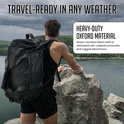 Gym Duffel Bag Backpack - 45L - Heavy Duty Gym Bag for Men/Women with Shoe Compartment - Multiple Pockets & Straps - Water Resistant Weekender Bag for Workout & Travel - Image 7