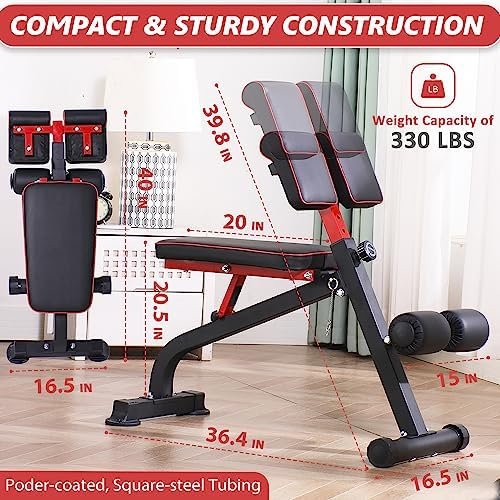 BODYRHYTHM Compact Adjustable Weight Bench for Full Body Strength Training, Ab/Back Hyper Roman Chair, Adjustable Ab Sit up Bench, Incline Decline Bench, Flat Bench, Hyperextension Bench, Back Extension Machine - Image 5