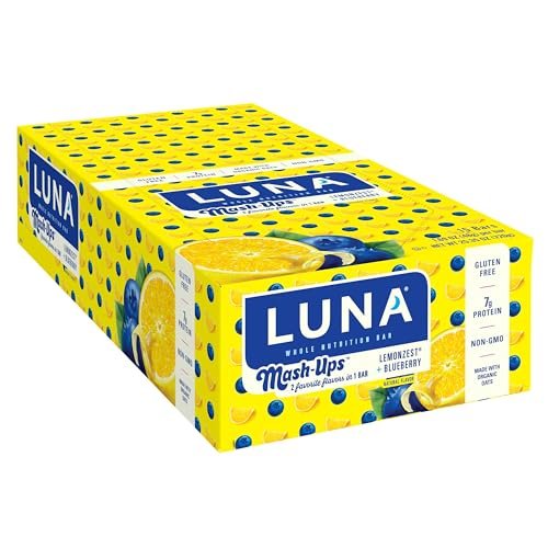 LUNA Bar – Mash-Ups LemonZest + Blueberry Flavor – Snack Bars – Non-GMO – Gluten-Free Protein Bars – Made with Organic Oats (15 Pack)