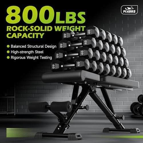 FLYBIRD Weight Bench, Adjustable Strength Training Bench for Full Body Workout with Fast Folding-New Version - Image 3
