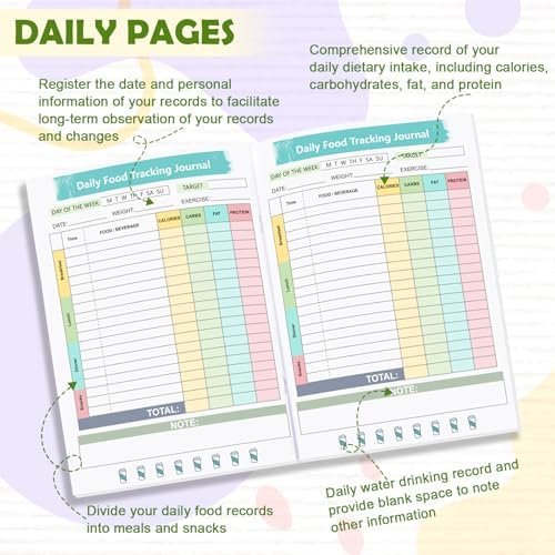 1 Pcs Food Journal Diary 5.8×8.3 inch Food Tracker Journal Daily Calorie Counter Book with Breakfast Lunch Dinner Calorie and Snack Sections for Nutrition Tracker Book - Image 4