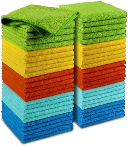 AIDEA Microfiber Cleaning Cloths, 50PK, Microfiber Towels for Cars, Premium All Purpose Car Cloth, Dusting Cloth Cleaning Rags, Absorbent Towels for SUVs, House, Kitchen, Window, 12″×12″