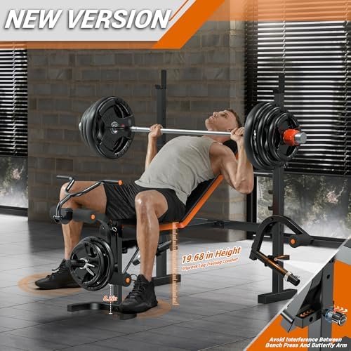 XDDIAS Weight Bench, 770LBS Bench Press Set with Leg Extension, 6 in 1 Olympic Weight Bench for Home Gym, Adjustable Workout Bench with Rack & Preacher Pad, Flat Incline Bench for Weight Lifting - Image 3