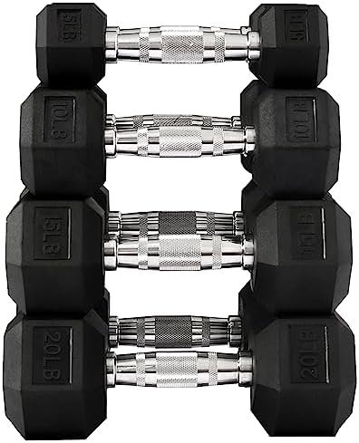 Premium Rubber Coated Hex Dumbbell Weight Set, Multiple Packages - Image 3