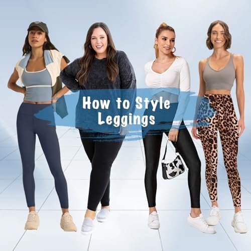 High Waisted Leggings for Women - No See Through Tummy Control Cycling Workout Yoga Pants with Pockets Reg & Plus - Image 4