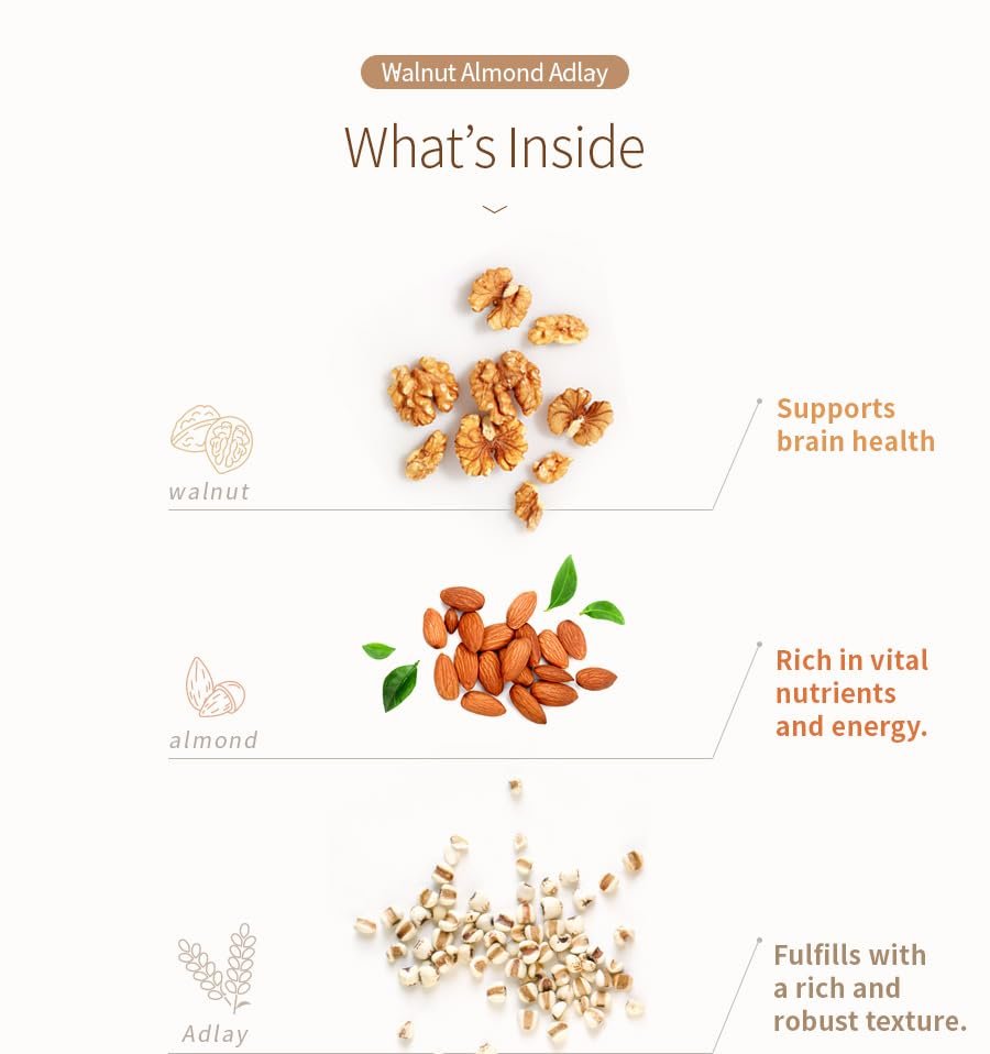 Damtuh Korean Walnut Almond Adlay (Job's Tear) Powder Meal Replacement Shake - Nutty Breakfast Drink, Misugaru, 18g x 50 Sticks (Pack of 1) - Image 4