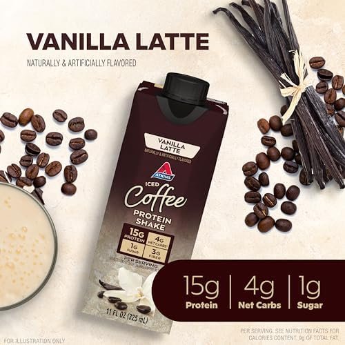 Atkins Iced Coffee Vanilla Latte Protein Shake, 15g Protein, Low Glycemic, 4g Net Carb, 1g Sugar, Keto Friendly, 12 packs of 11 fl Oz - Image 2