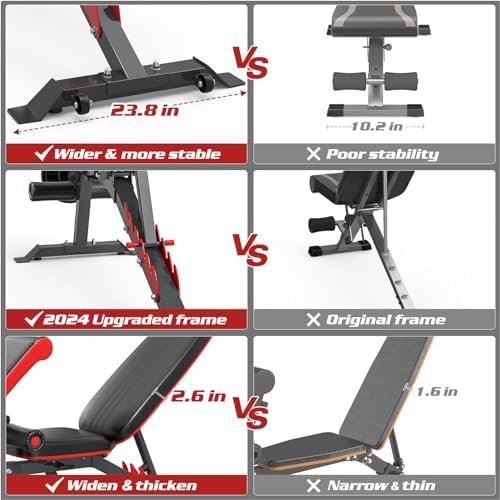 Fostoy Adjustable Weight Bench Press, 800lbs Load Workout Bench with Leg Extension and Preacher Pad, Flat/Incline/Decline Exercise Multi-Functional Bench for Home Workout Weight Training - Image 4