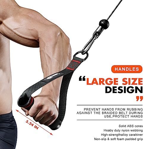 HPYGN Exercise Handle, Replacement Fitness Equipment for Pilates, Yoga, Strength Trainer, Pull Down Home Gym Red, Grey, Blue Working Out Handle - Image 4