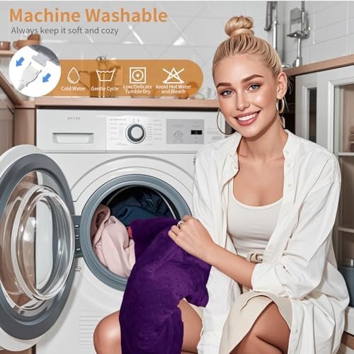 Heating Pad for Back,4lb Weighted Heating Pads for Pain Relief &Cramps,Gifts for Women, Men,12 * 24 King Size with 4 Heating Setting,2H Auto Off,Dry Moist Heat,Machine Washable,Purple - Image 8