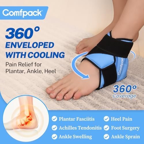 Heel Ice Pack for Plantar Fasciitis, Reusable Hot Cold Therapy Foot Ankle Wrap Achilles Tendonitis, Sprain, Swelling, Pain, Sports Injuries - Image 2