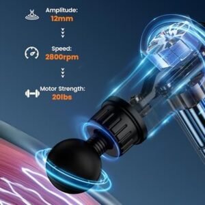 AYURA Massage Gun Deep Tissue, Percussion Muscle Massager Gun, Handheld Back Massager for Pain Relief, Mini Massage Gun with 30 Speeds and 6 Heads for Athletes Men Women (Black)