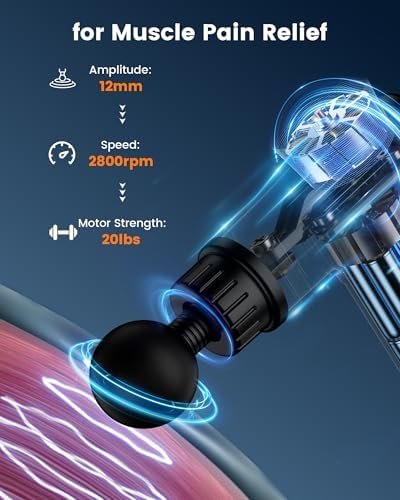 AYURA Massage Gun Deep Tissue, Percussion Muscle Massager Gun, Handheld Back Massager for Pain Relief, Mini Massage Gun with 30 Speeds and 6 Heads for Athletes Men Women (Black) - Image 2