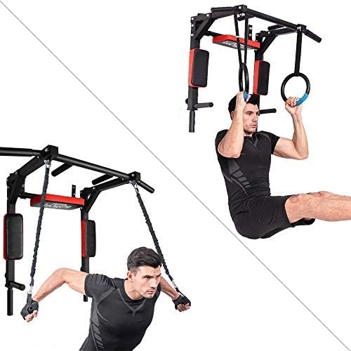 Multifunctional Wall Mounted Pull Up Bar, Heavy Duty Steel Chin Up Bar,Dip Station for Indoor Workout - Image 2