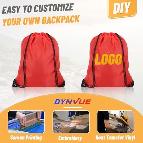 20pcs Drawstring Backpack Sport Gym Bag, 13.39"x16.93" Sport Cinch Bags Drawstring with Reinforced Bottom, Waterproof Gym Drawstring Bag Sackpack for Sport Baseball Beach Traveling Party, Red - Image 5