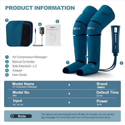 Professional Air Compression Leg Massager with Heat - Ideal Christmas, Mother's Day & Father's Day Gifts for Women, Men, Dad & Mom from Daughter or Son - Pain Relief for Foot, Calf, Knee & Thigh - Image 8