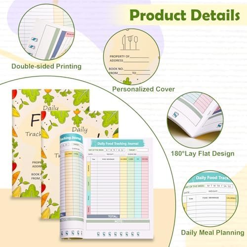 1 Pcs Food Journal Diary 5.8×8.3 inch Food Tracker Journal Daily Calorie Counter Book with Breakfast Lunch Dinner Calorie and Snack Sections for Nutrition Tracker Book - Image 3