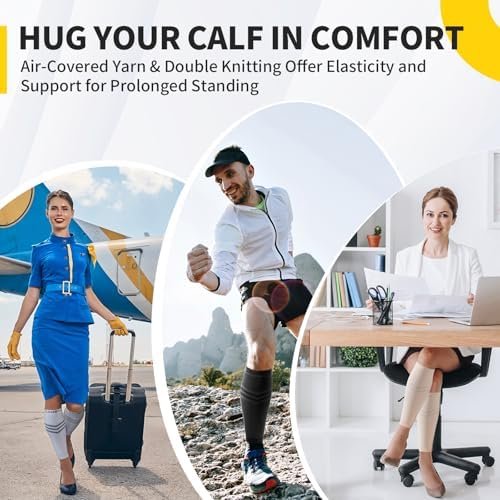 CAMBIVO Calf Compression Sleeve Men & Women- Shin Splint Brace Support for Legs Pain Relief, Varicose Vein Treatment - Image 6