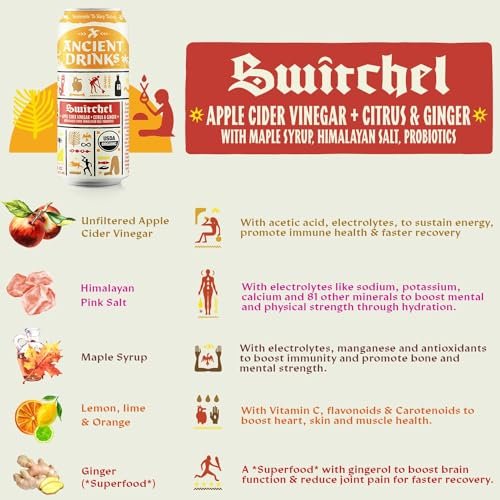 ANCIENT DRINKS Apple Cider Vinegar Beverage with Electrolytes, Vitamins, & Probiotics, Organic, Super-Hydrating Sports Drink - Mixed Pack (Posca, Switchel, Sekanjabin) - 16 fl oz (12 cans) - Image 9