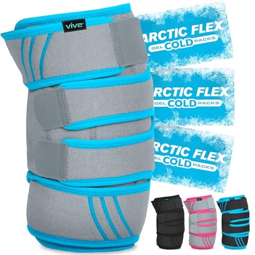 Vive Knee Ice Pack Wrap – Cold/Hot Gel Compression Brace – Heat Support Strap for Arthritis Pain, Tendonitis, ACL, Athletic Injury, Osteoarthritis, Women, Men, Running, Meniscus and Patella Surgery