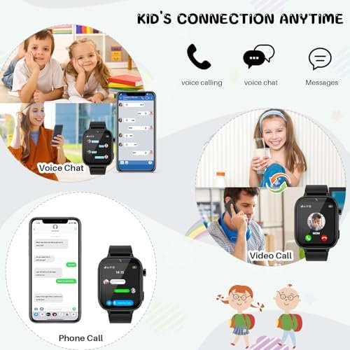 OKYUK 4G Smartwatch, Kids Watch for Kids with SIM Card, 47 Exciting Games, Two-Way Calling Feature, SOS Emergency Call Button Ideal for Kids Aged 3-12, Children’s Cell Phone Alternative (Black) - Image 2