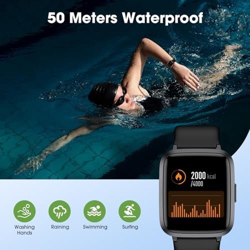 Fitness Tracker Watch, Step Tracker with Heart Rate, Blood Oxygen Sleep Monitor, 5ATM Waterproof Pedometer, Step Calorie Counter, Health Fitness Watch for Sports, Activity Tracker for Women Men - Image 3