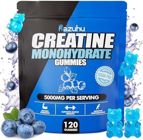 Creatine Monohydrate Gummies for Men & Women,5g of Creatine Monohydrate per Serving for Supports Muscle Growth,Strength,Performance,Sugar Free,Vegan,Pre-Workout Supplement(120 Count)-Blueberry