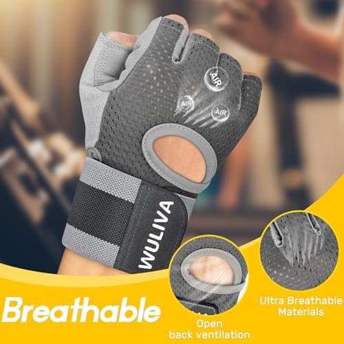 Workout Gloves for Men and Women - Ideal for Light & Medium Gym Exercise Training & Cycling, Includes Padded Design, Detachable Wrist Strap & Storage Mesh Bag - Image 5