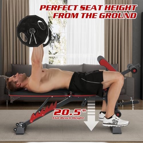 Fostoy Adjustable Weight Bench Press, 800lbs Load Workout Bench with Leg Extension and Preacher Pad, Flat/Incline/Decline Exercise Multi-Functional Bench for Home Workout Weight Training - Image 6