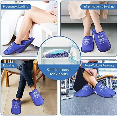 Hilph Foot Ice Pack Slippers for Plantar Fasciitis 2 Packs, Reusable Hot Cold Packs Gel Ice Slipper for Foot and Broken Toes, Gout, Foot Surgery, Neuropathy, Diabetic, Swollen (Dark Blue) - Image 7