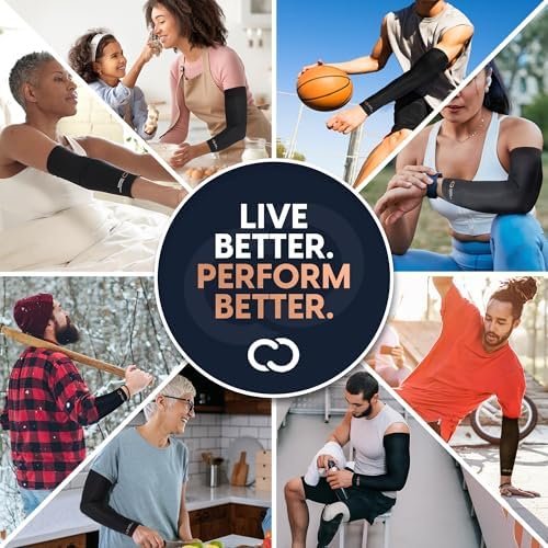 Copper Compression Arm Sleeve - Copper Infused Full Arm Brace for Forearm, Bicep, Triceps - Tennis Elbow, Basketball, Golf, Arthritis, Tendonitis, Bursitis, Post Surgery Rehab - Black - S - Image 5