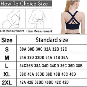Double Couple Sports Bras for Women Padded High Impact Seamless Criss Cross Back Workout Tops Gym Activewear Bra