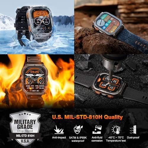 KOSPET Tank M3 Ultra Smart Watch with GPS, 50M Waterproof, Compass, Altitude, Air Pressure, 480mAh Extra Large Battery, Full Stainless Steel, Bluetooth Call, 1.96'' AMOLED Always-on Display, AI Voice - Image 2
