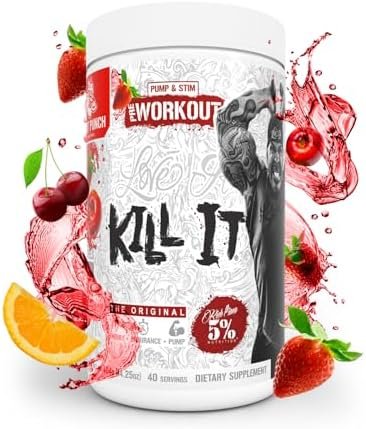 5% Nutrition Rich Piana Kill It Pre Workout Powder w/Creatine, Caffeine, Beta Alanine, Hydroprime Glycerol for Pump, Strength, Endurance | 14.25 oz, 40 Srvgs (Fruit Punch)