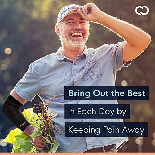 Copper Compression Elbow Sleeve - Copper Infused Orthopedic Brace for Tennis & Golfer Elbow, Tendonitis, Arthritis, Bursitis, Sore Joints & Muscles - Fits Men & Women -1 Sleeve - Original/Black - L - Image 3