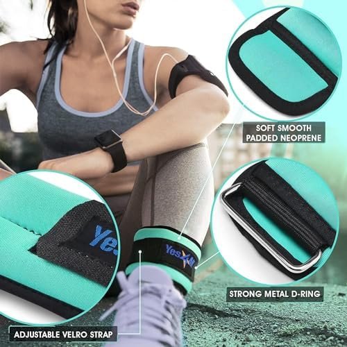 Yes4All Wrist & Ankle Weights Pair 1lb -10lbs, Adjustable Strap for Walking, Jogging, Pilates, Gym Fitness Workout for Women, Men - Image 2