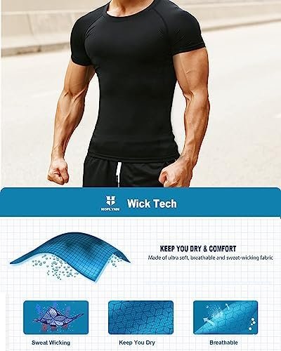 4/5 Pack Workout Compression Shirts Men Long/Short Sleeve Rash Guard Athletic Undershirt Gear T Shirt for Sports - Image 3