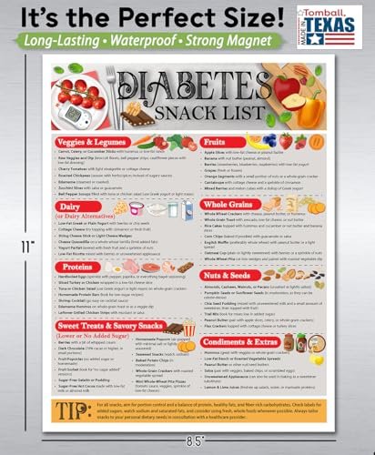Magnetic 8.5x11 Diabetes Snack List Fridge Magnet – Healthy Low-Sugar Diet Planner, Low-Carb Nutritional Guide & Visual Aid for Meal Planning, Balanced Diabetics Chart, Waterproof & Humidity Resistant - Image 3