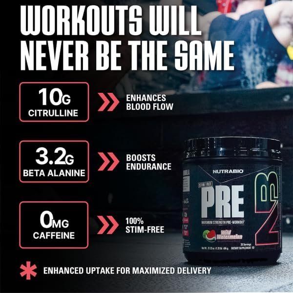 NutraBio STIM-Free PRE Workout for Men, New Formula | Laser Focus, Extreme Pumps | Performance, Endurance | 10g Citrulline, Beta Alanine, Nitrates, Nootropics, Electrolytes - 20 Servings Watermelon - Image 4