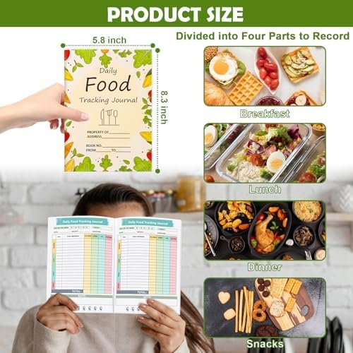 1 Pcs Food Journal Diary 5.8×8.3 inch Food Tracker Journal Daily Calorie Counter Book with Breakfast Lunch Dinner Calorie and Snack Sections for Nutrition Tracker Book - Image 2