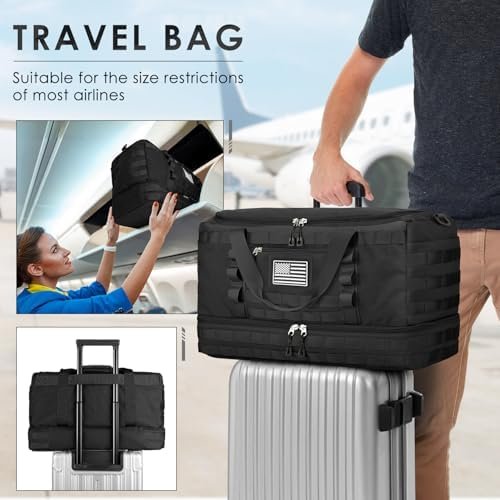 ETRONIK Travel Bag for Men Women, Gym Bag & Tactical Duffle Bags for Travel, Carry on with Toiletry Bag and Shoe Compartment, Weekender Overnight Trip with Wet Pocket for Workout Medical, Black - Image 5