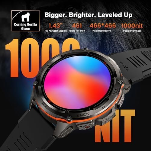 KOSPET Tank T3 Ultra Smart Watch for Men GPS, Extra-Long Battery, 50M Waterproof, Stainless Steel Unibody Rugged Smartwatch with Bluetooth Calling, 1.43" AMOLED Display, Pressure&Altitude&Compass - Image 3